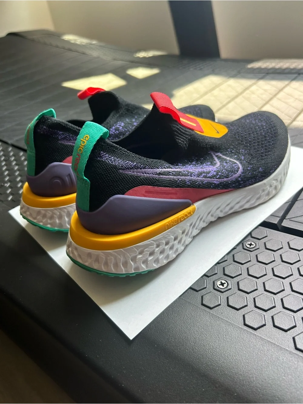 Nike Black Purple Phantom Run Flyknit React Sneakers